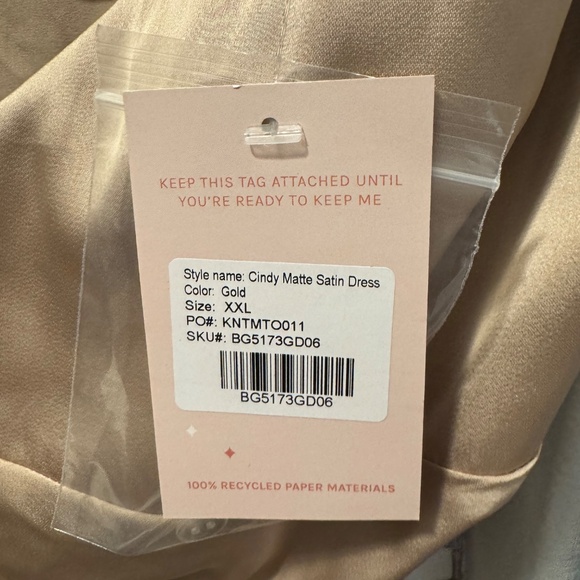 Cindy Matte Satin Dress - Gold Bridesmaids Dress - Picture 4 of 5